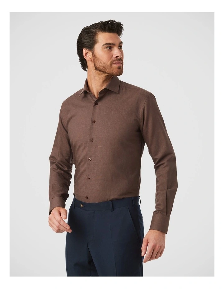 Hadfield Modern Fit Shirt In Coffee image 3