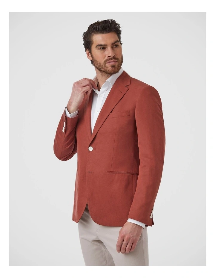 Doncaster Modern Fit Sports Jacket In Rust image 2
