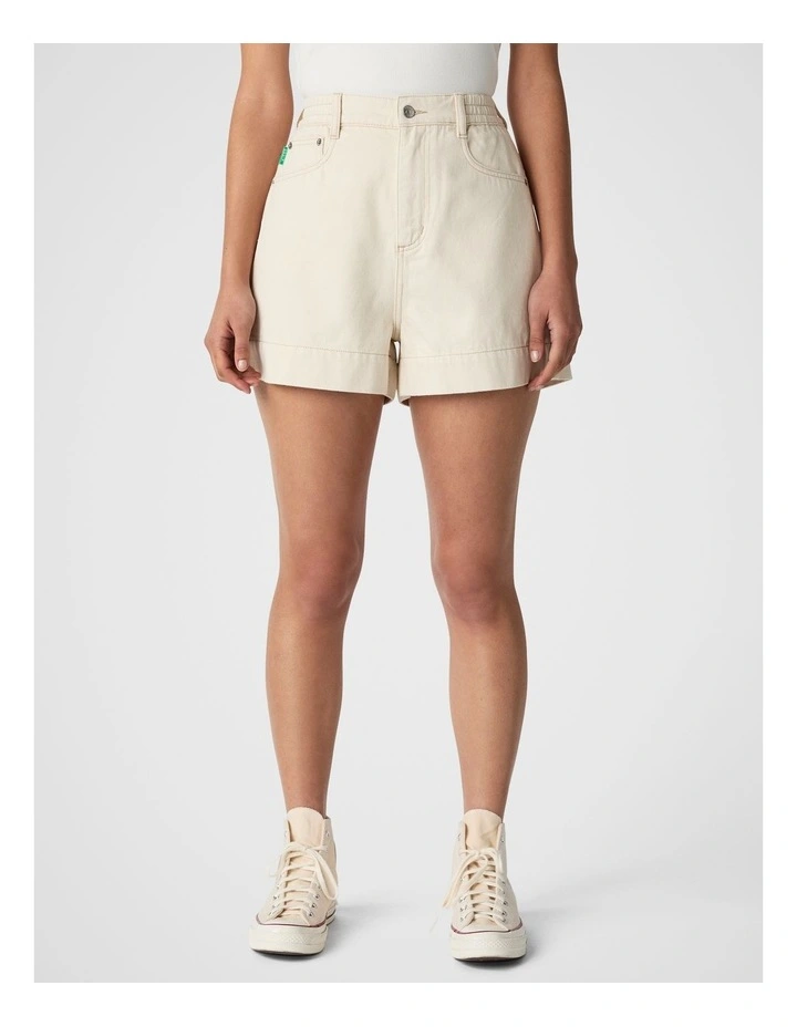 Denim High Waist Shorts in White image 1