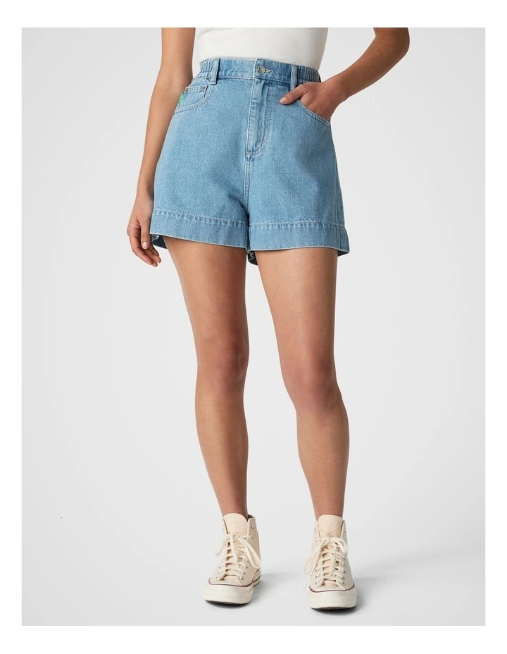 Denim High Waist Short in Light Indigo image 1