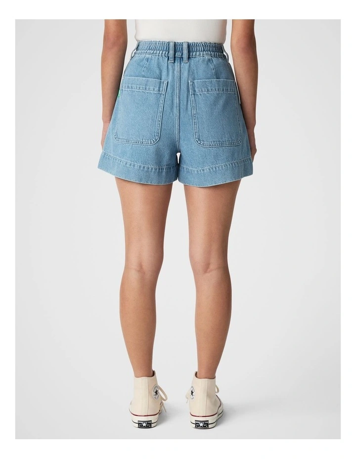Denim High Waist Short in Light Indigo image 2