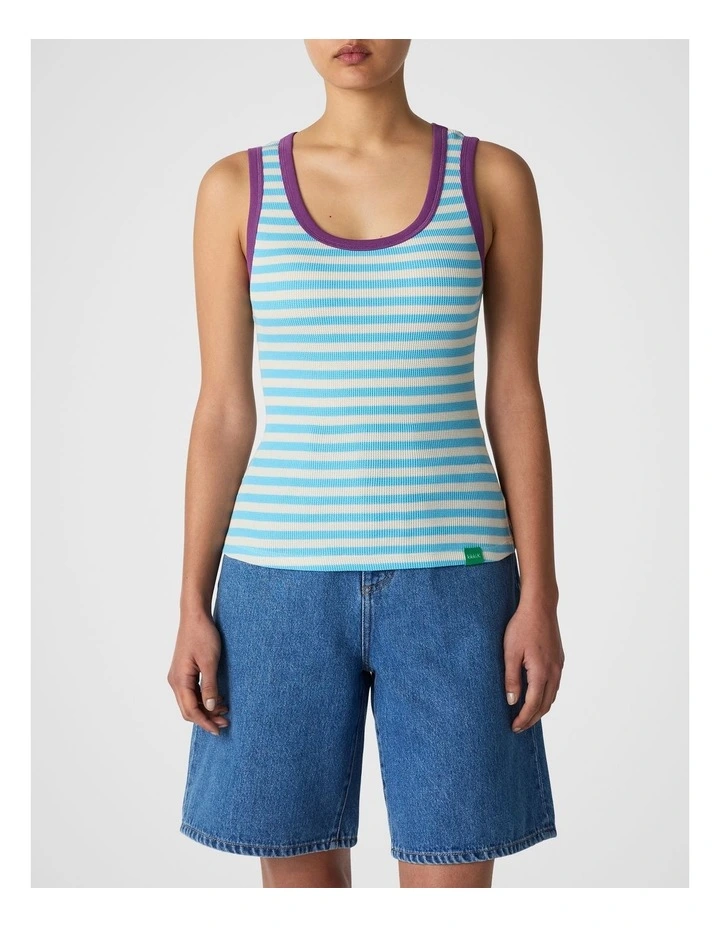 Waffle Knit Tank in Light Blue image 1