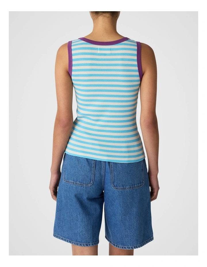 Waffle Knit Tank in Light Blue image 2