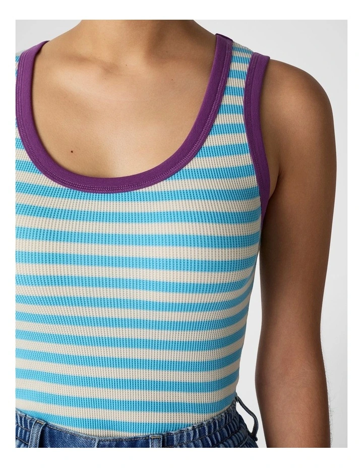 Waffle Knit Tank in Light Blue image 4