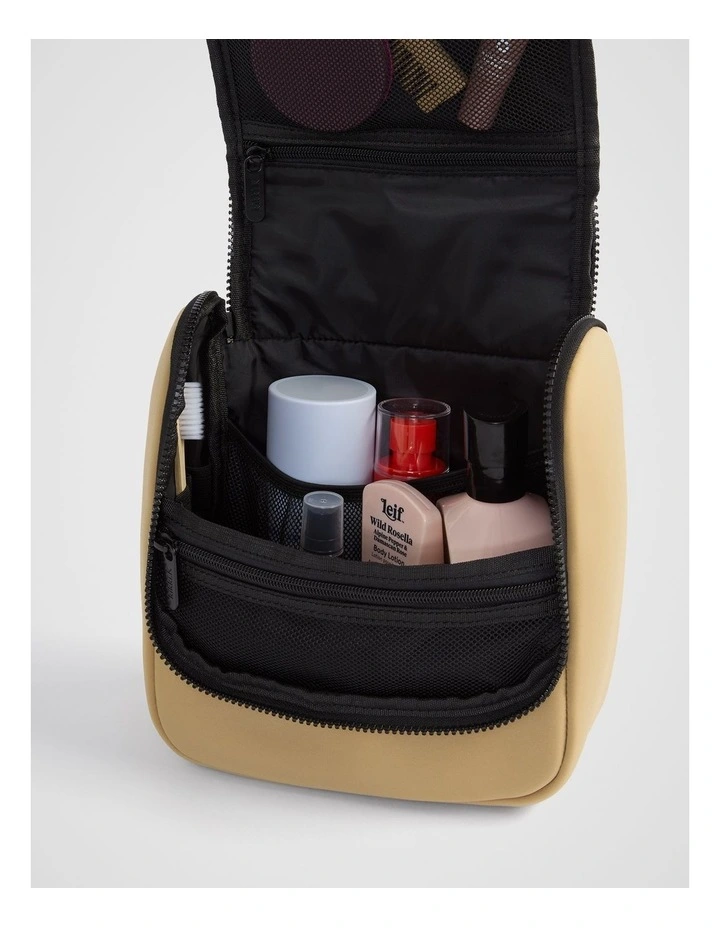 Neoprene Hanging Toiletry Bag In Camel image 3