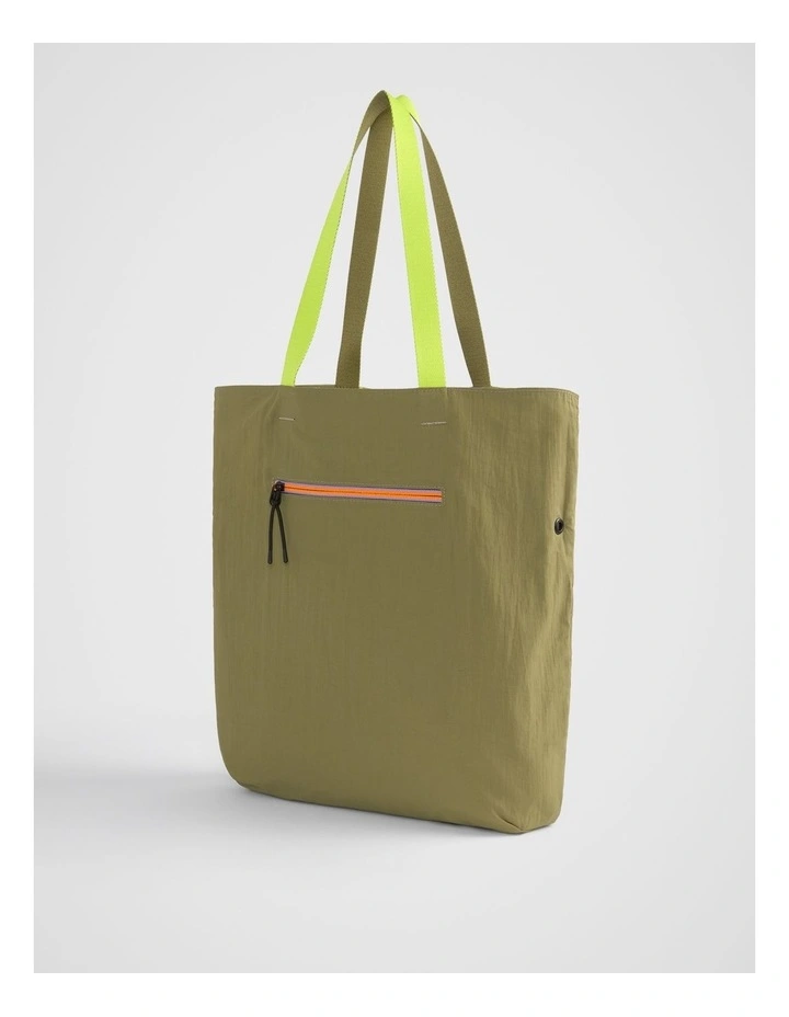 TREK Reversible Tote in Khaki Multi image 3