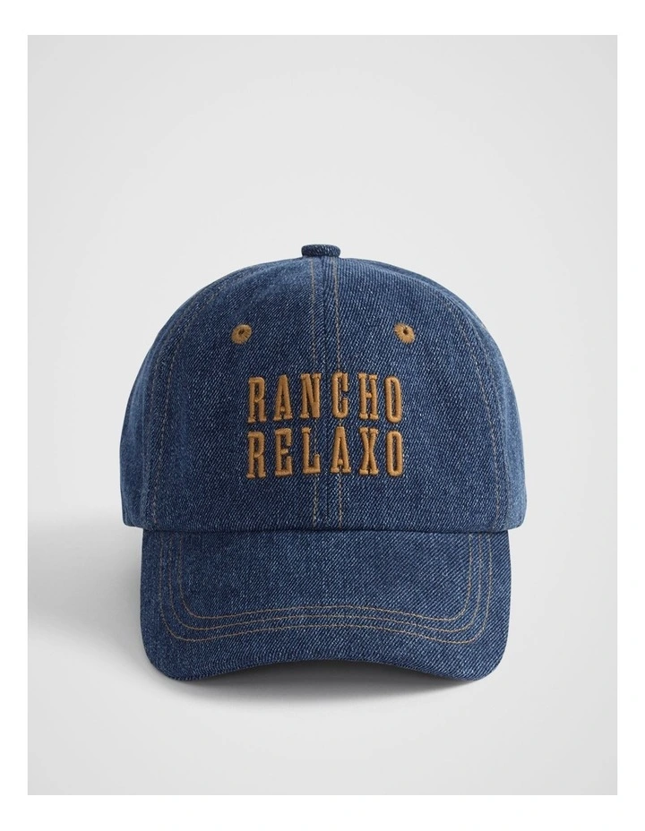 Denim Embroidered Cap in Midnight Indigo image 2