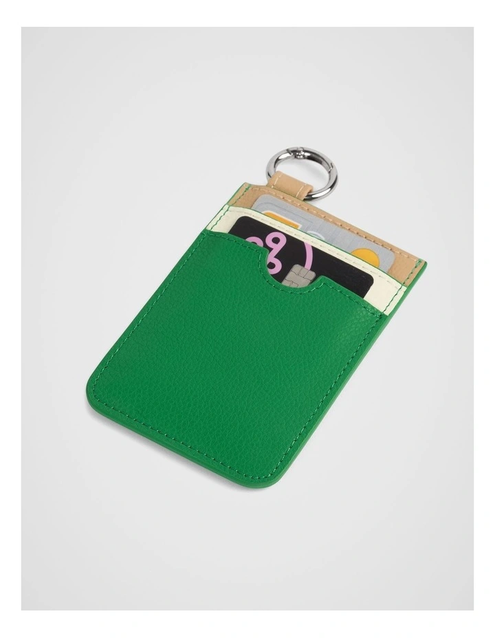 Mini Card Wallet Leather in Lawn Multi image 2