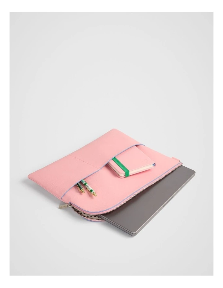 Pocket Laptop Leather Satchel 13-Inch in Pink image 2