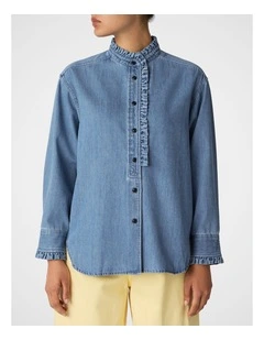 Ruffle Shirt in Indigo