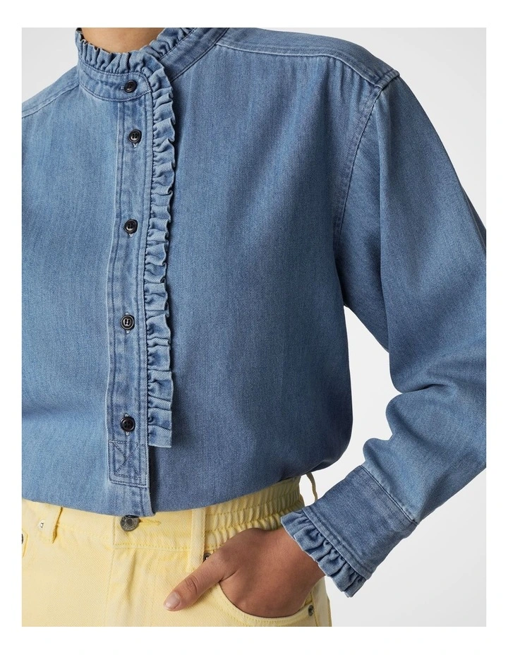Ruffle Shirt in Indigo image 4