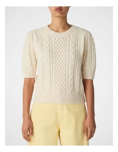 Port Fairy Short Sleeve Cable Knit in Ecru