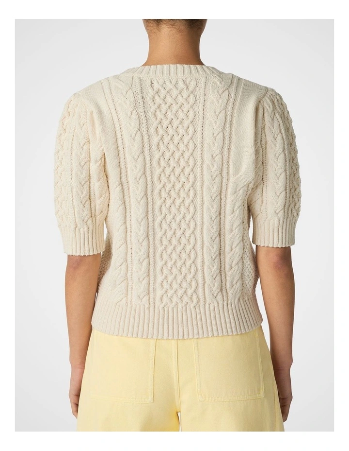 Port Fairy Short Sleeve Cable Knit in Ecru image 2