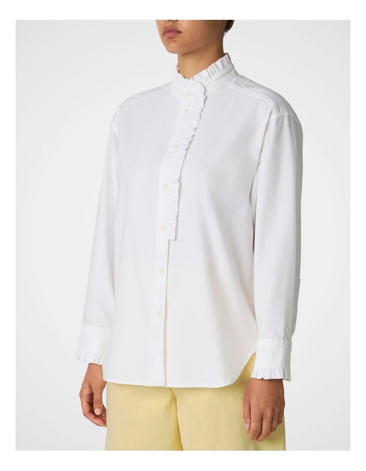 Ruffle Shirt in White image 3