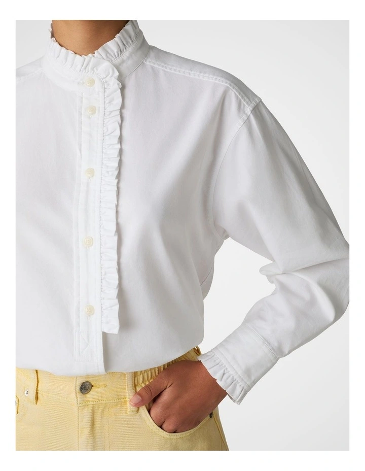 Ruffle Shirt in White image 4