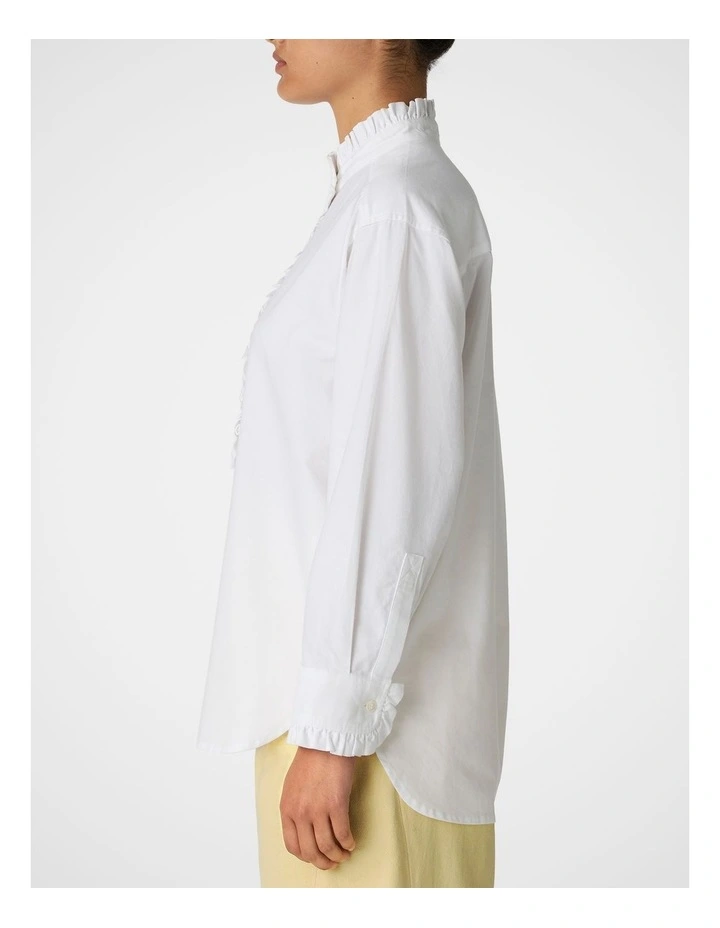 Ruffle Shirt in White image 5