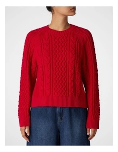 Voyage Cable Knit Jumper Poppy