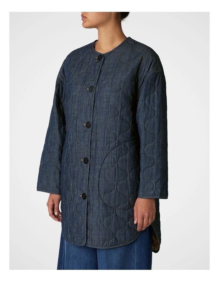 Chambray Reversible Coat in Indigo image 4