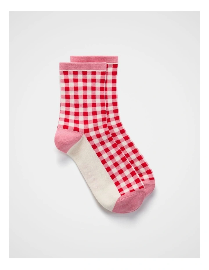 Classic Socks in Red Gingham image 1