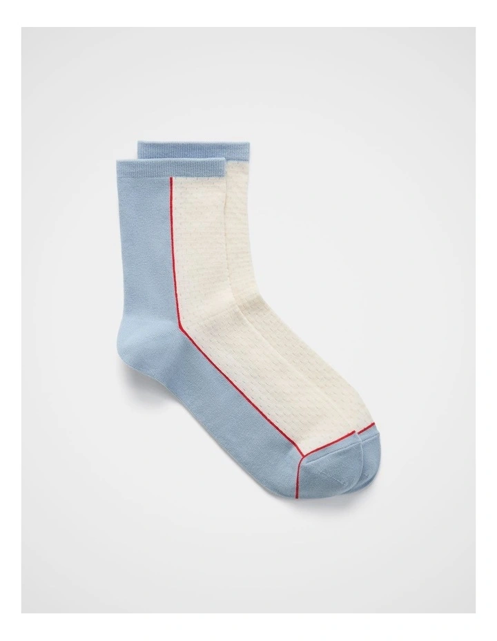 Colour-Block Socks in Light Blue image 1
