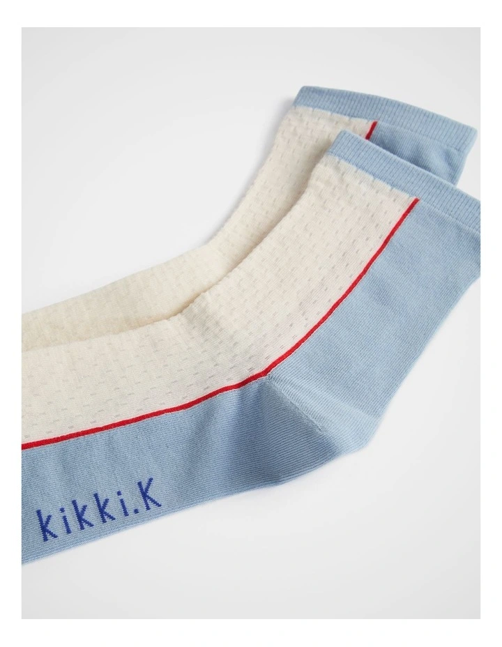 Colour-Block Socks in Light Blue image 2