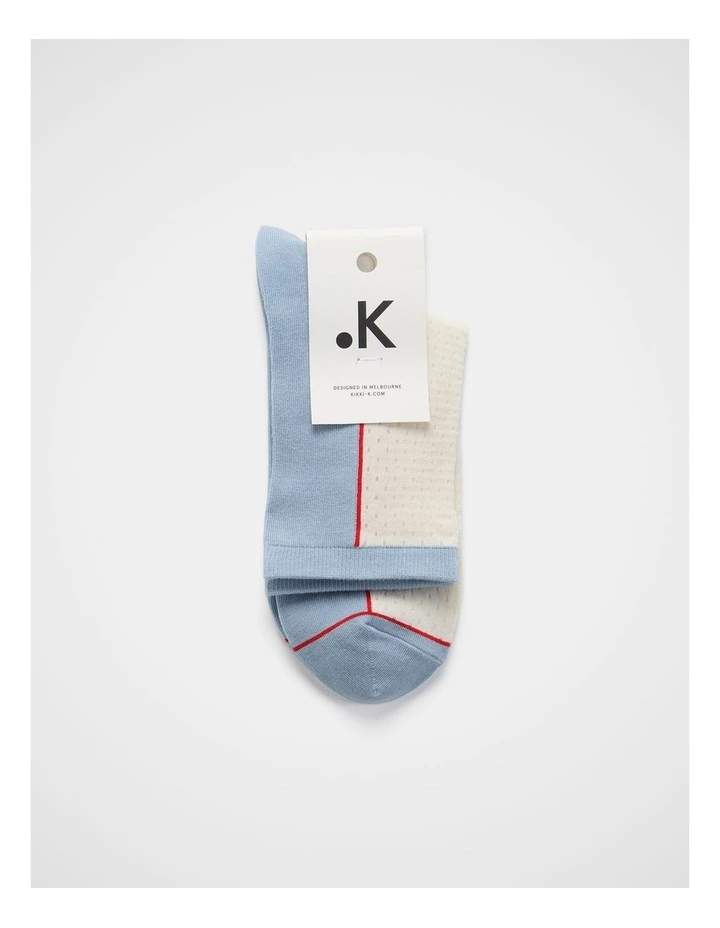 Colour-Block Socks in Light Blue image 3