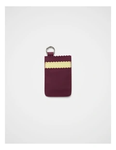 Mini Leather Card Wallet in Plum