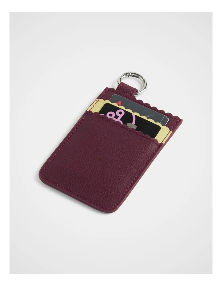 Mini Leather Card Wallet in Plum image 2