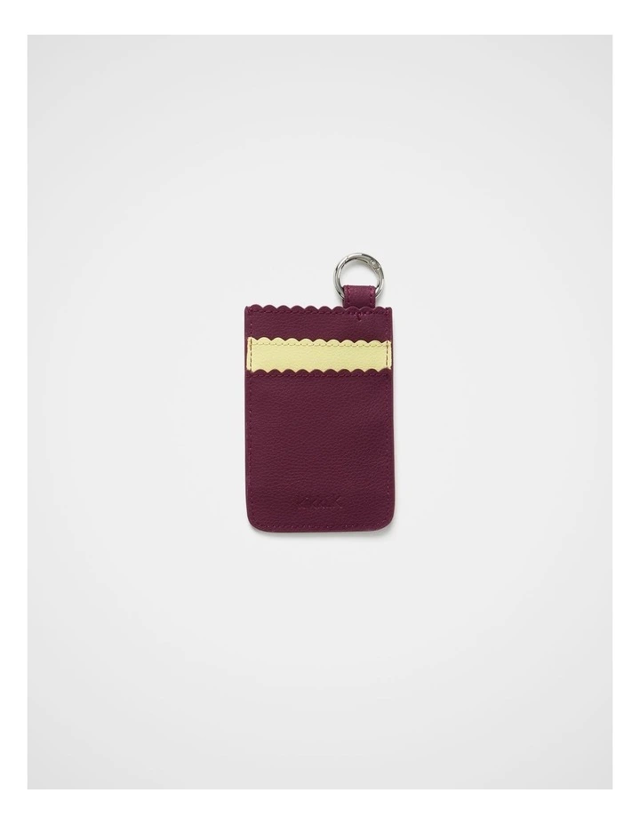 Mini Leather Card Wallet in Plum image 3