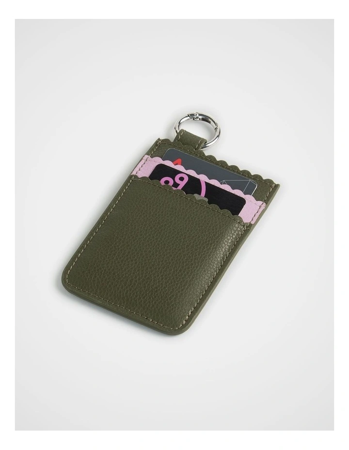 Mini Leather Card Wallet in Olive image 2