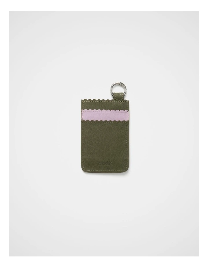 Mini Leather Card Wallet in Olive image 3