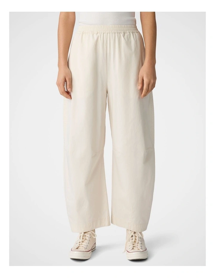Twill Barrel Pant in Ecru image 1