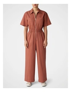 Twill Zip Jumpsuit in Cinnamon