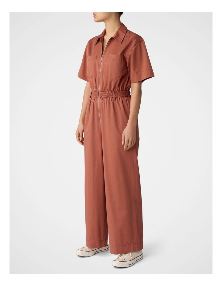 Twill Zip Jumpsuit in Cinnamon image 3