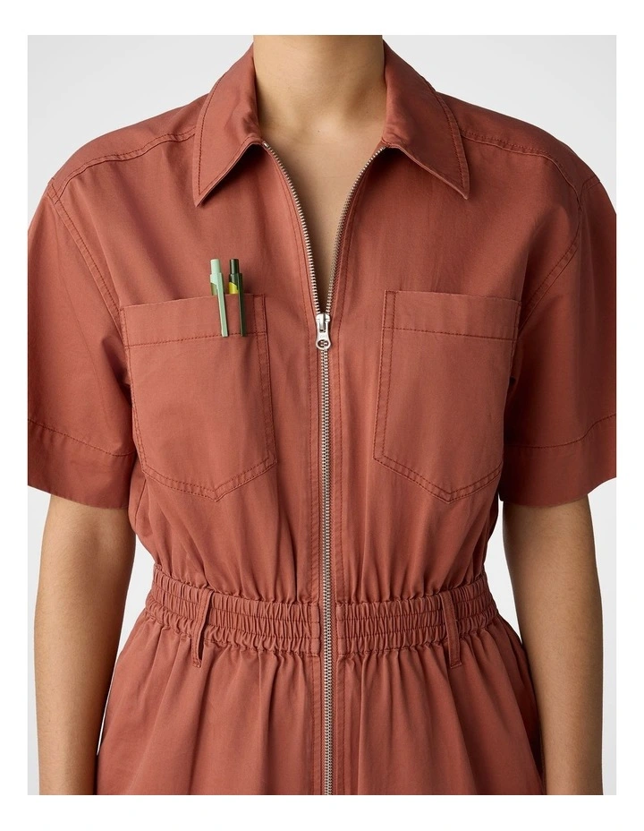 Twill Zip Jumpsuit in Cinnamon image 5