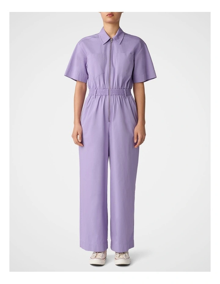 Twill Zip Jumpsuit in Violet image 1