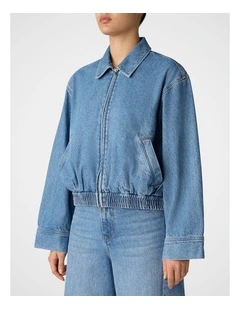 Denim Bomber Jacket in Light Wash