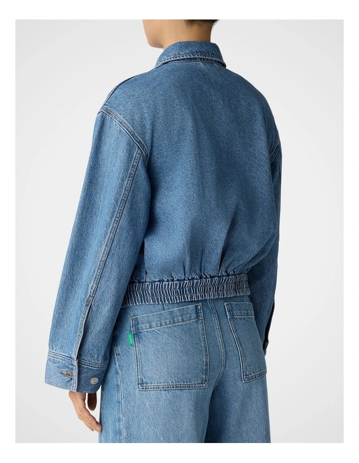 Denim Bomber Jacket in Light Wash image 2