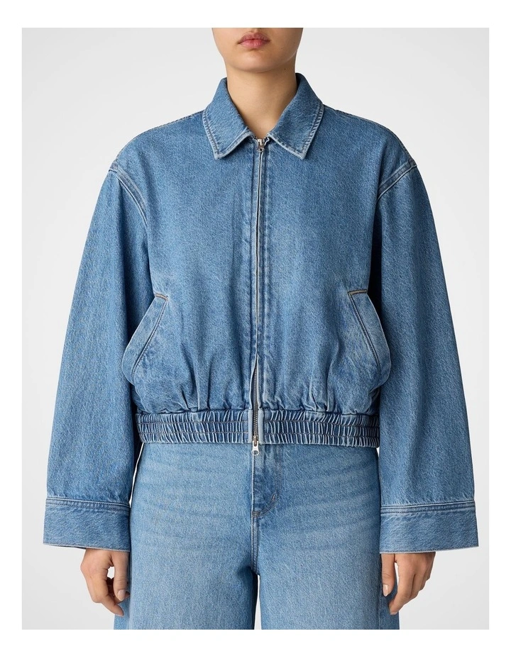 Denim Bomber Jacket in Light Wash image 3