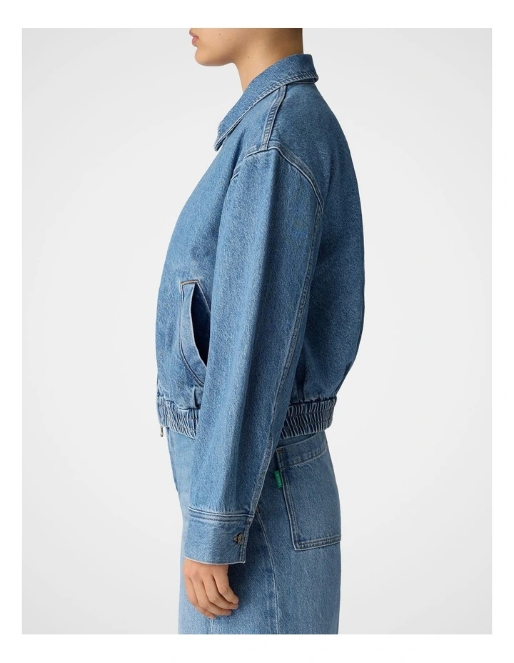 Denim Bomber Jacket in Light Wash image 4