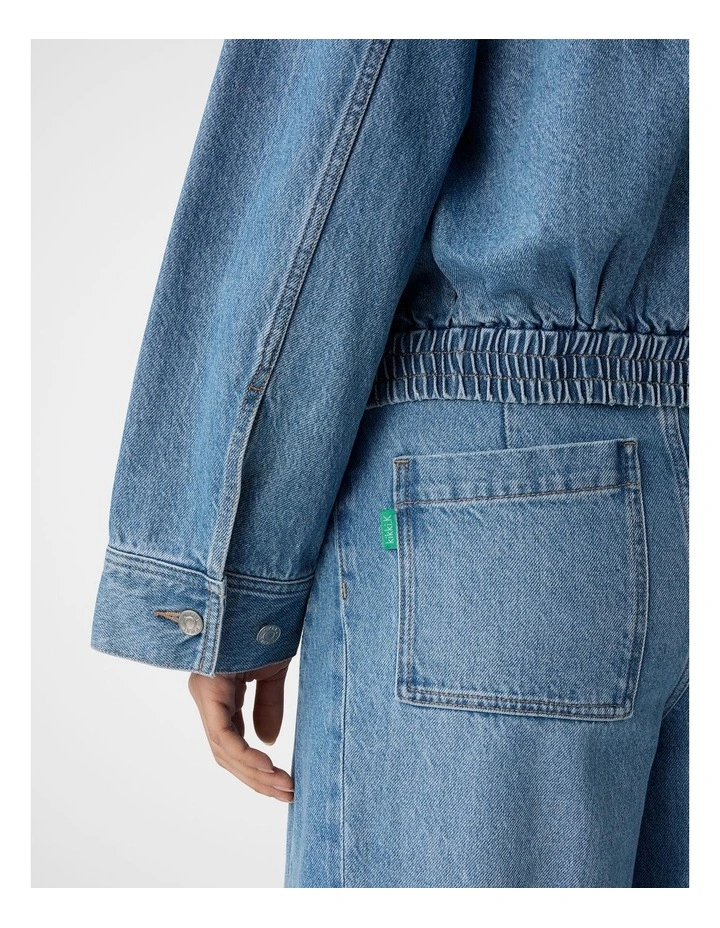 Denim Bomber Jacket in Light Wash image 5