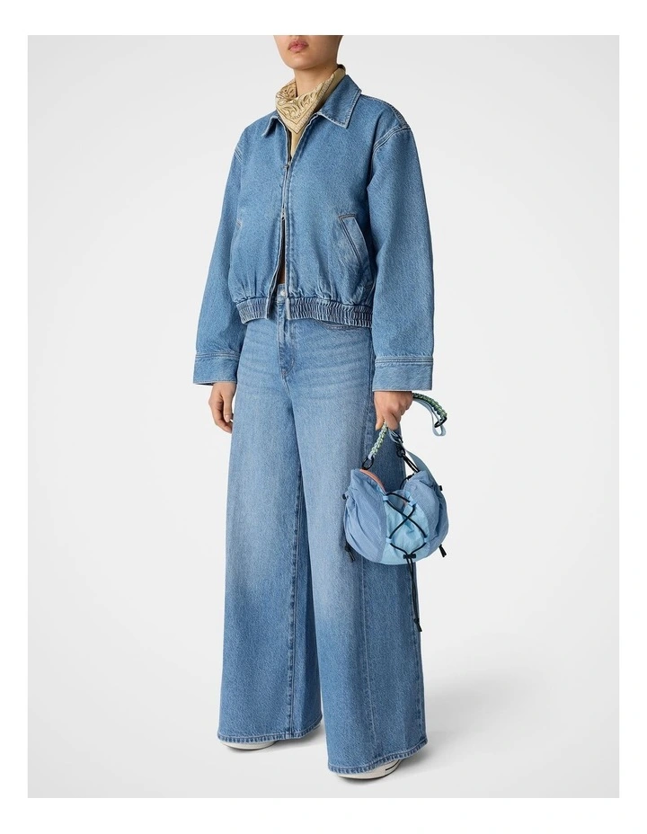 Denim Bomber Jacket in Light Wash image 6