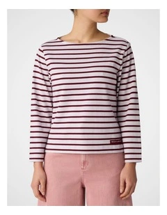 Breton Stripe Tee in Raisin