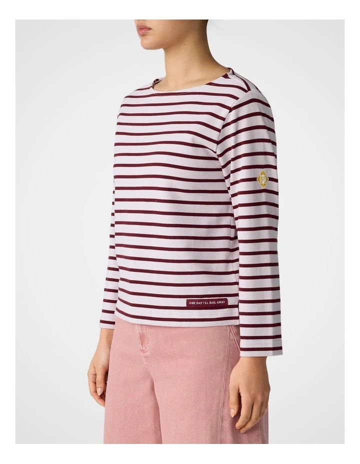 Breton Stripe Tee in Raisin image 2