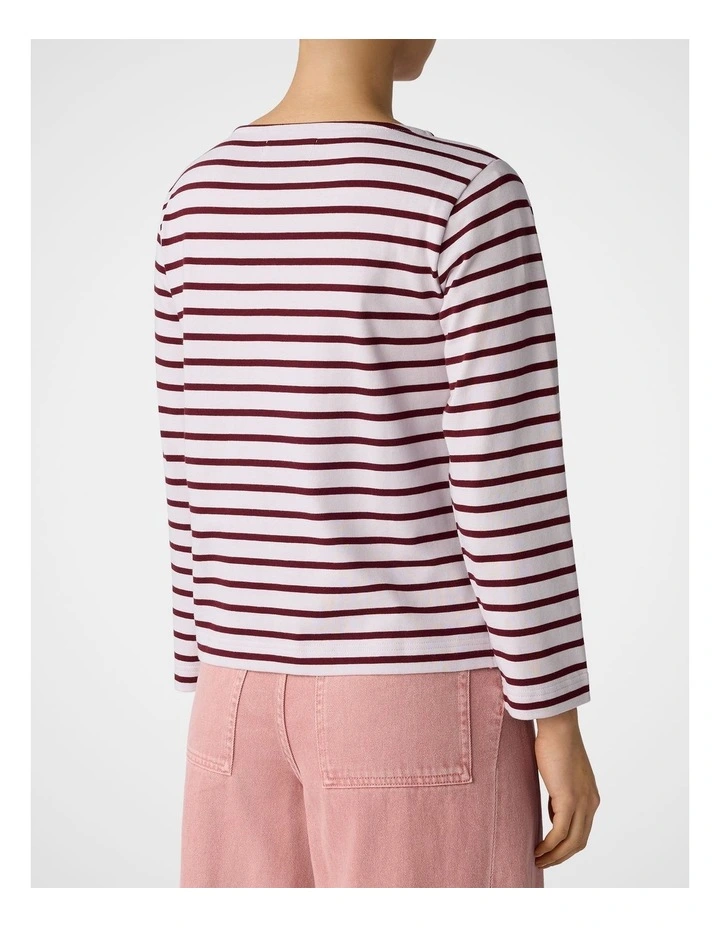 Breton Stripe Tee in Raisin image 3