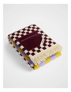 Checker Beach Towel in Plum