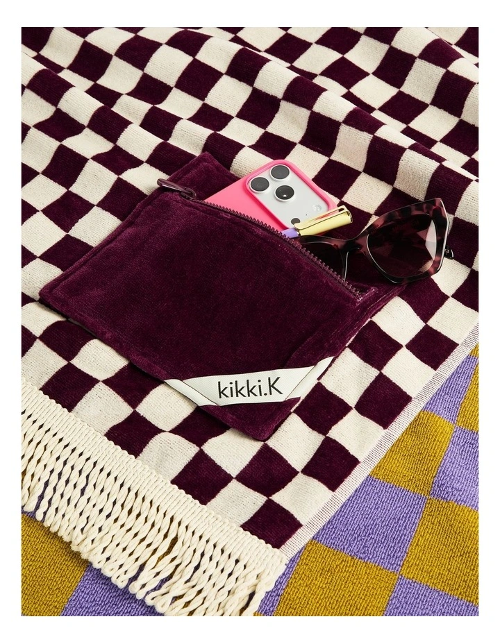 Checker Beach Towel in Plum image 2