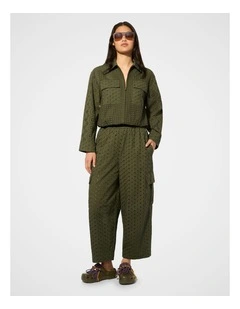 Broderie Bomber Jacket in Olive