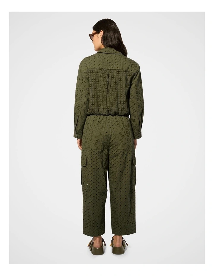 Broderie Bomber Jacket in Olive image 2