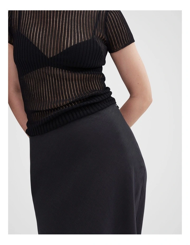 Linen Bias Cut Maxi Skirt in Black image 4